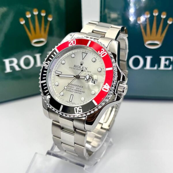 Relógio Rolex Submariner Misto Prata vermelho e Preto a prova dagua