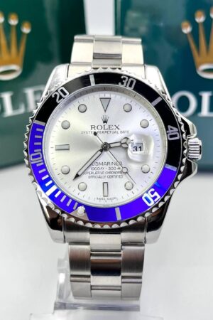 Relógio Rolex Submariner Misto Prata - Preto azul linha Gold a prova dagua