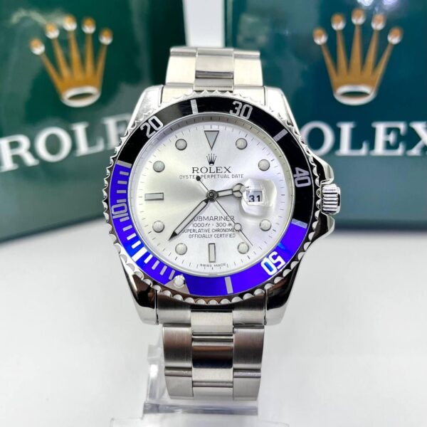 Relógio Rolex Submariner Misto Prata - Preto azul linha Gold a prova dagua