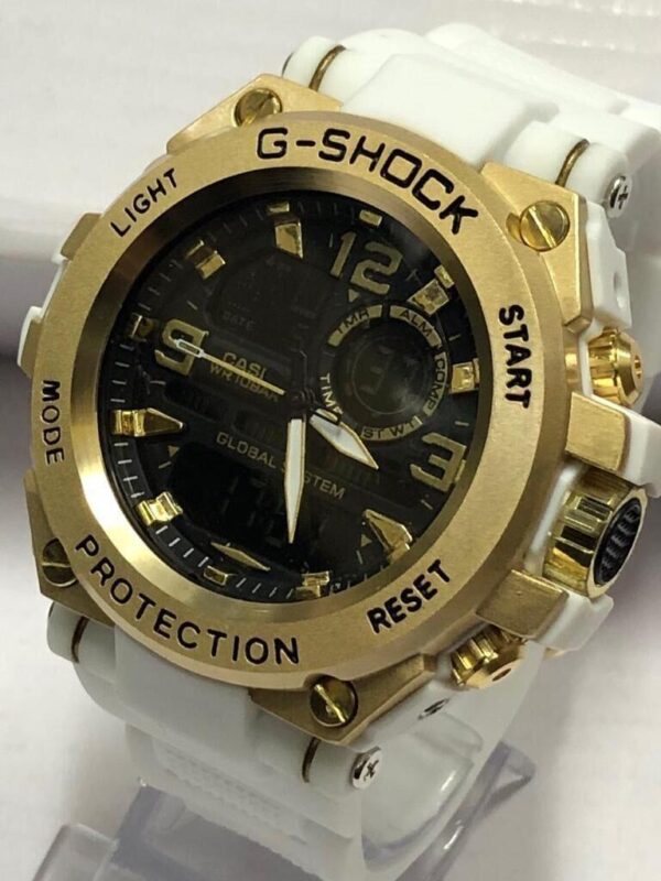 Relógio masculino G-Shock Metal Branco/Dourado a prova dagua